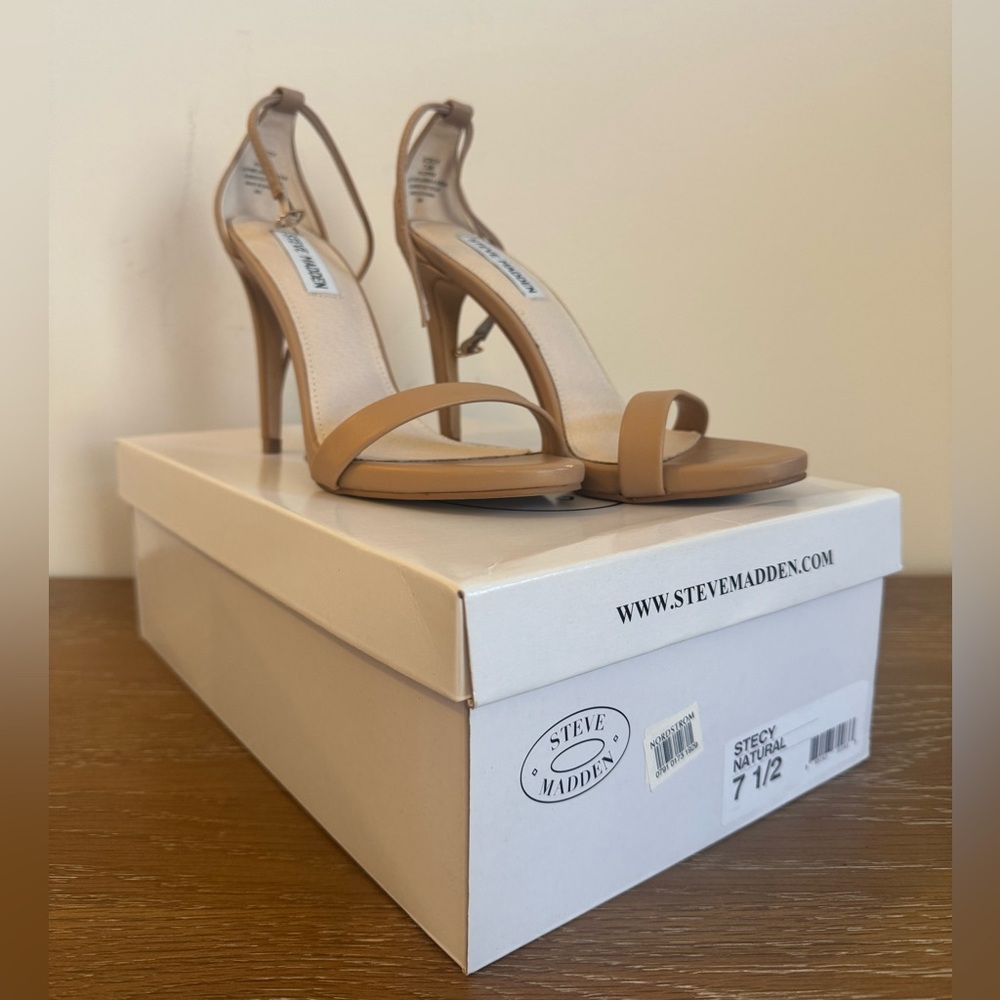 Steve Madden Stecy Nude Ankle Strap Heels